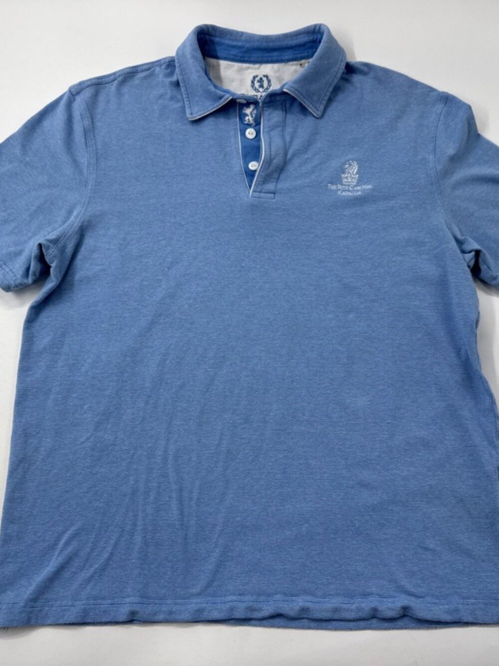Bugatchi The Ritz Carlton Kapalua Polo Shirt Mens Medium Blue Striped Soft Knit